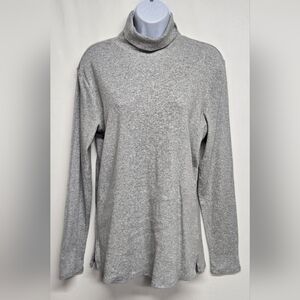 Ambiance 1XL Pullover Turtleneck Top Ribbed Knit Heather Gray Long Sleeves
